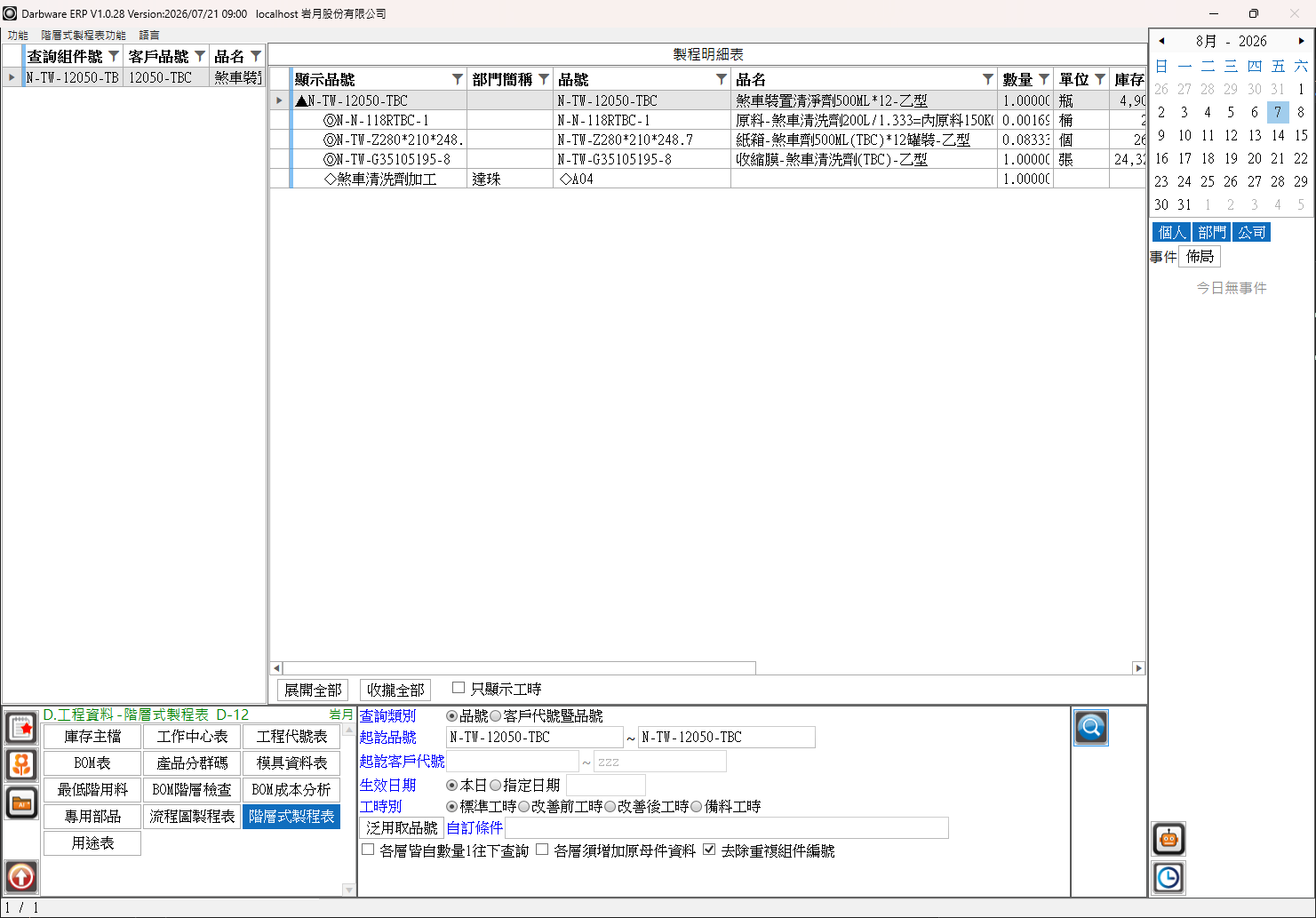 製程明細表