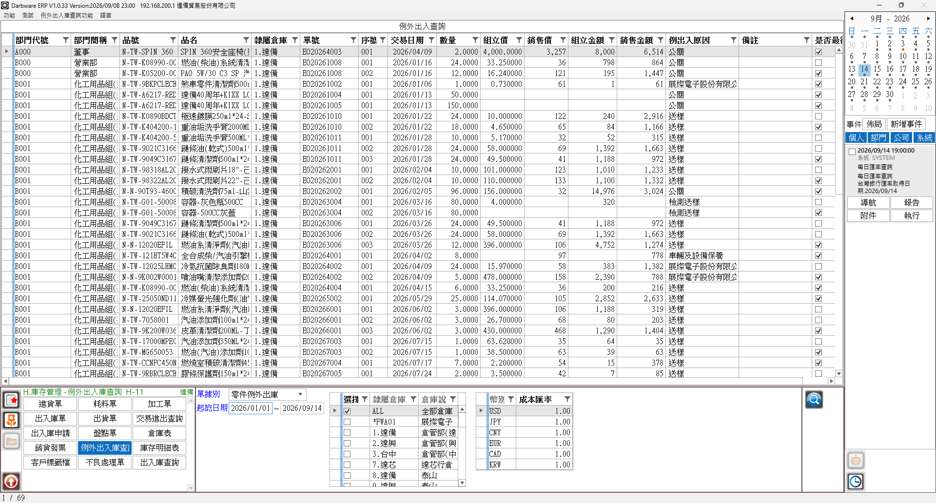 例外出入查詢結果